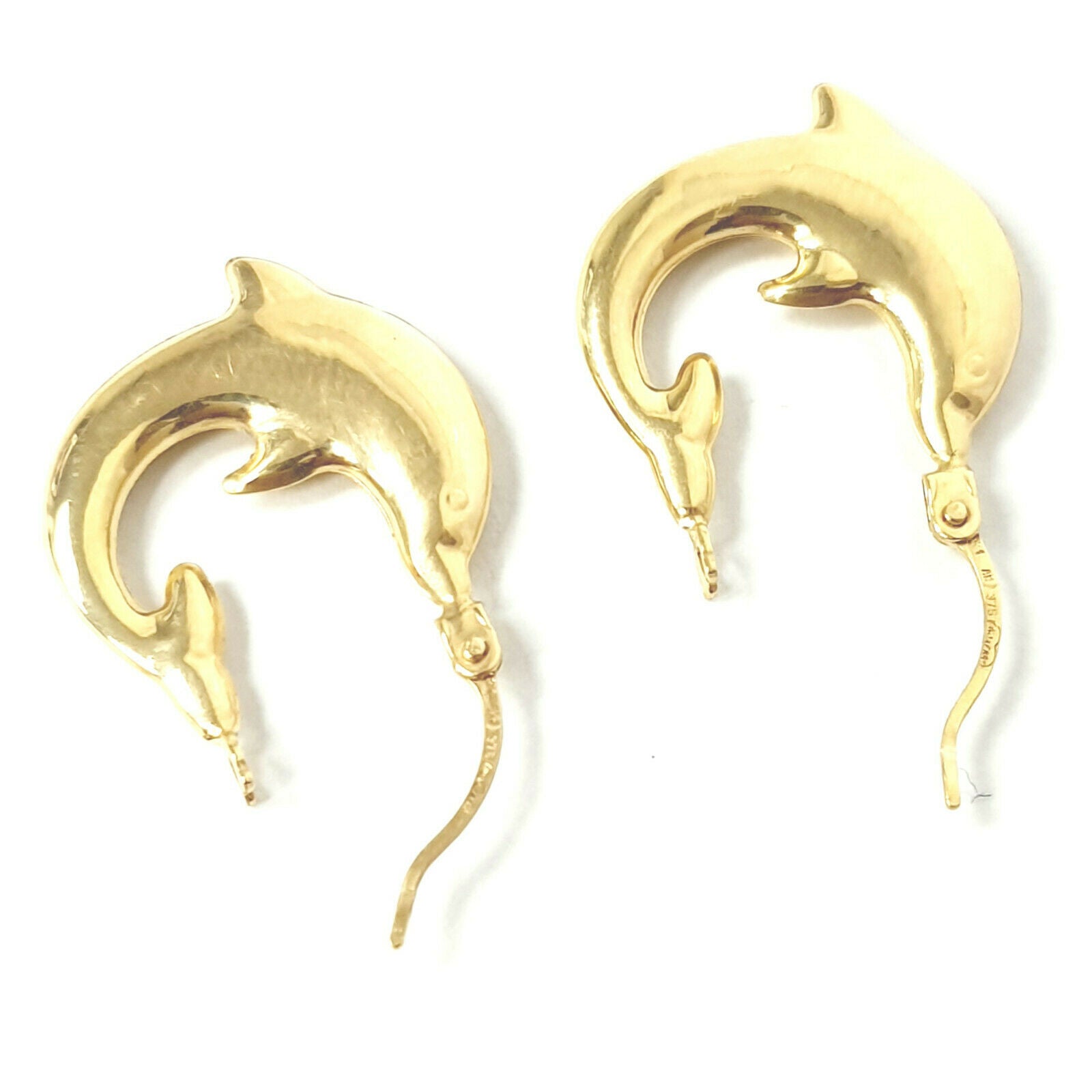 14K White Gold Heart Dolphin Screwback Earrings for Girls - The Jewelry Vine